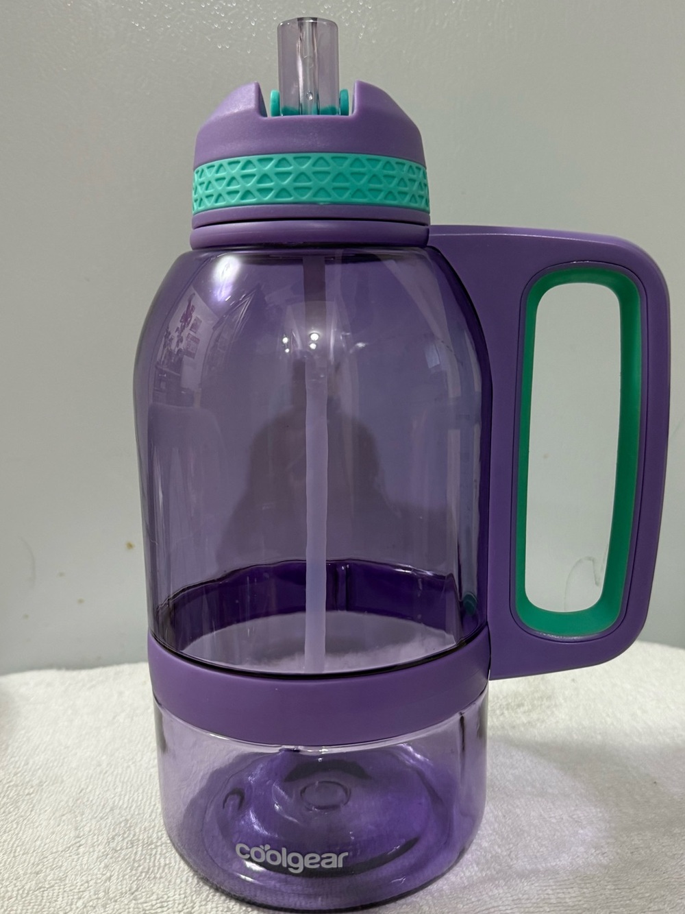 Coolgear Large Purple & Teal Water Bottle with Handle